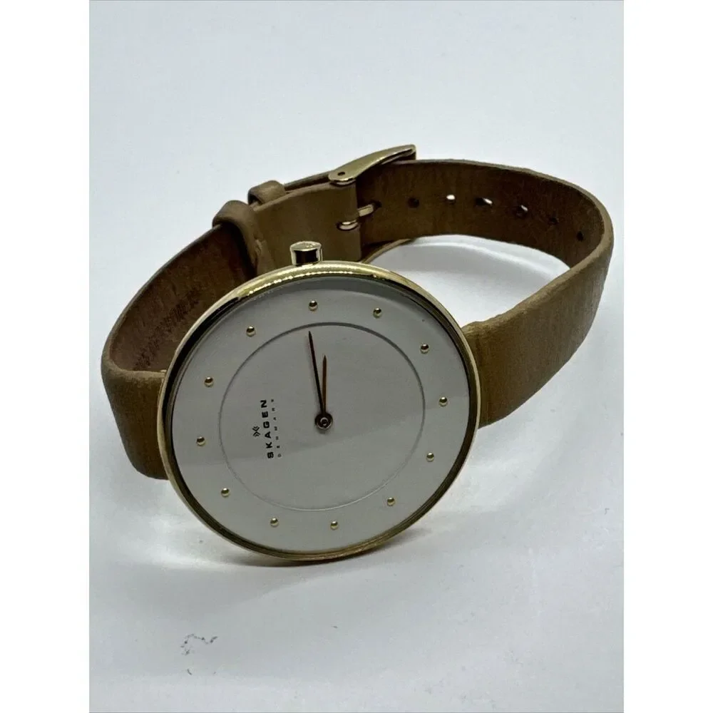 Skagen Gitte SKW2137 Women's Beige Leather Analog Dial Quartz Wrist Watch AEA028